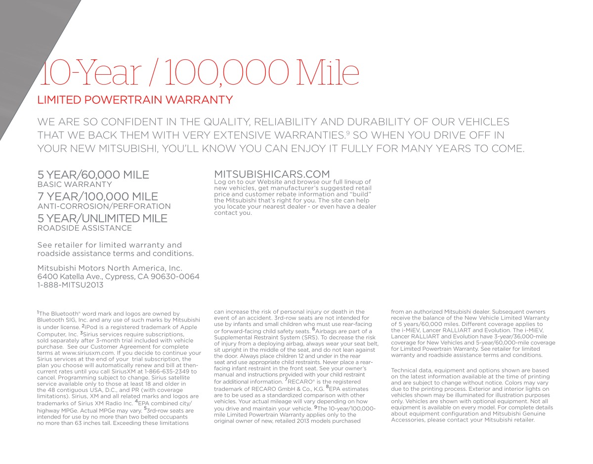 2013 Mitsubishi Full Line Brochure Page 6